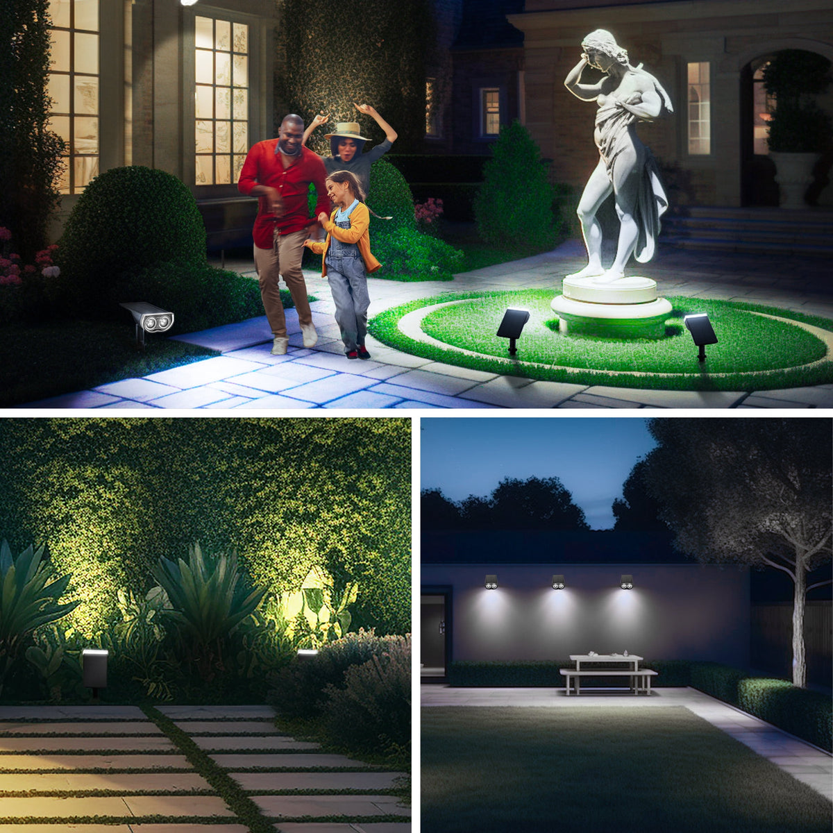 Linkind Solar Lights Outdoor, LED Solar Landscape Spotlights, IP67 Waterproof Outdoor Lighting for Yard, Garden, Pathway, Patio, 2 Pack (Daylight)
