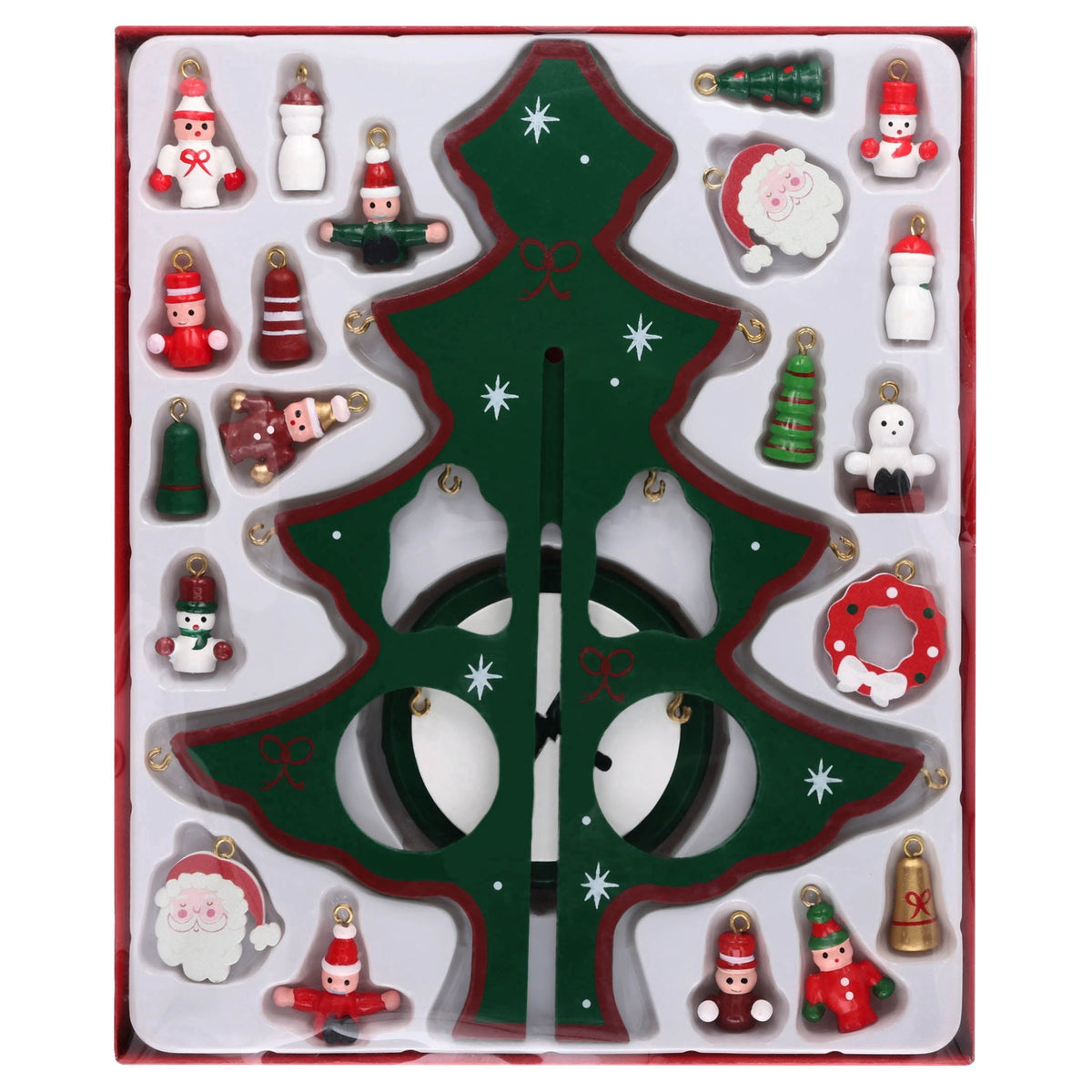 Mini Wood Tree with Ornaments Christmas Decoration, Multicolor, 9", by Holiday Time