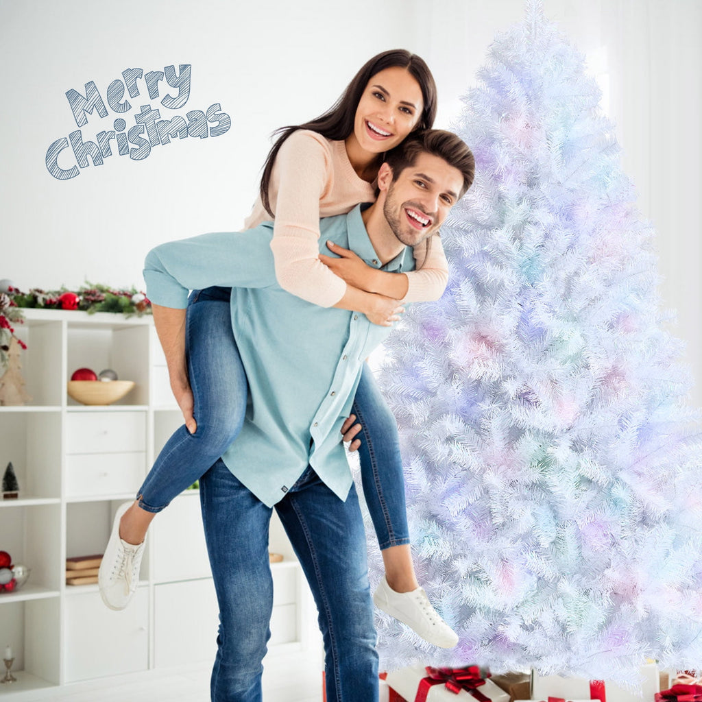 Topbuy 6FT White Realistic Xmas Tree, Lush Christmas Tree W/ 792 PVC & PET Branch Tips