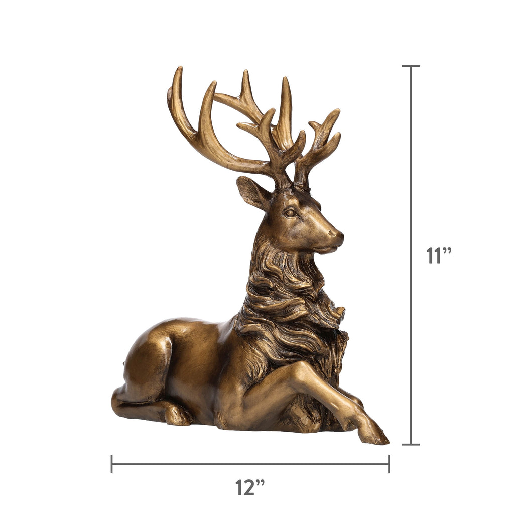 Sitting Deer Christmas Decoration, Gold, 11", by Holiday Time