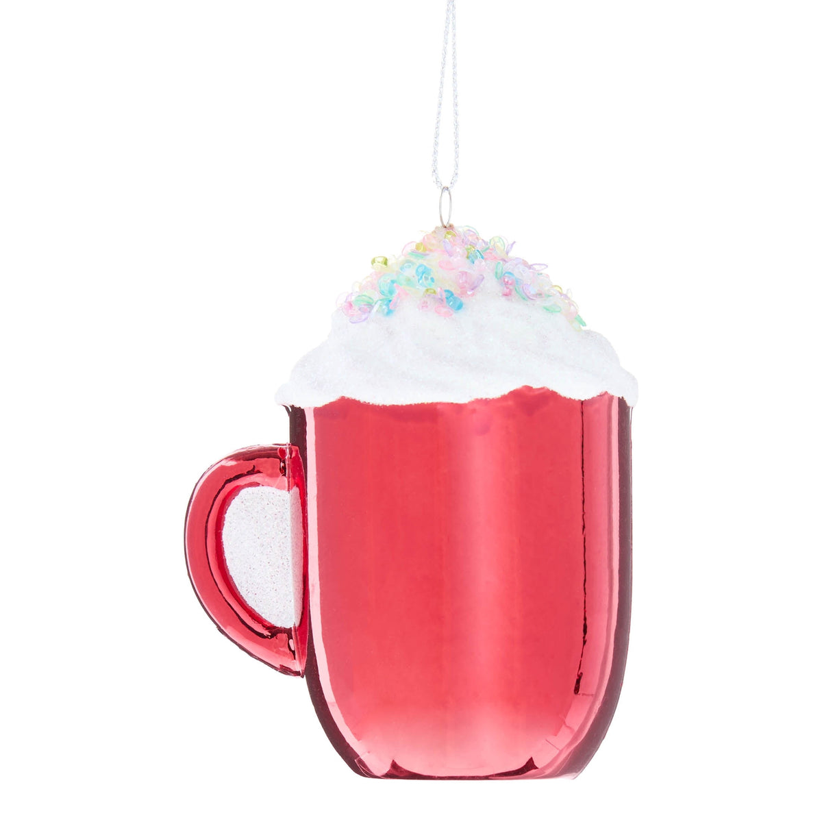 Red and White Glitter Hot Cocoa Christmas Ornament, 3.5", by Holiday Time