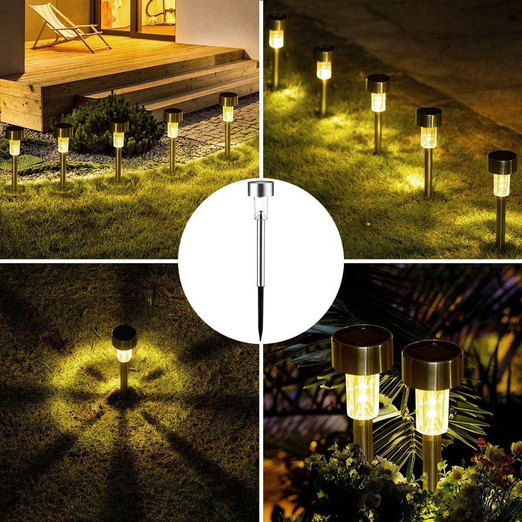 Rirool 12 Pack Solar Pathway Lights Outdoor, Stainless Steel Waterproof LED Landscape Lighting, Auto On/Off Garden Stake Lights for Yard Walkway Lawn, Multicolor