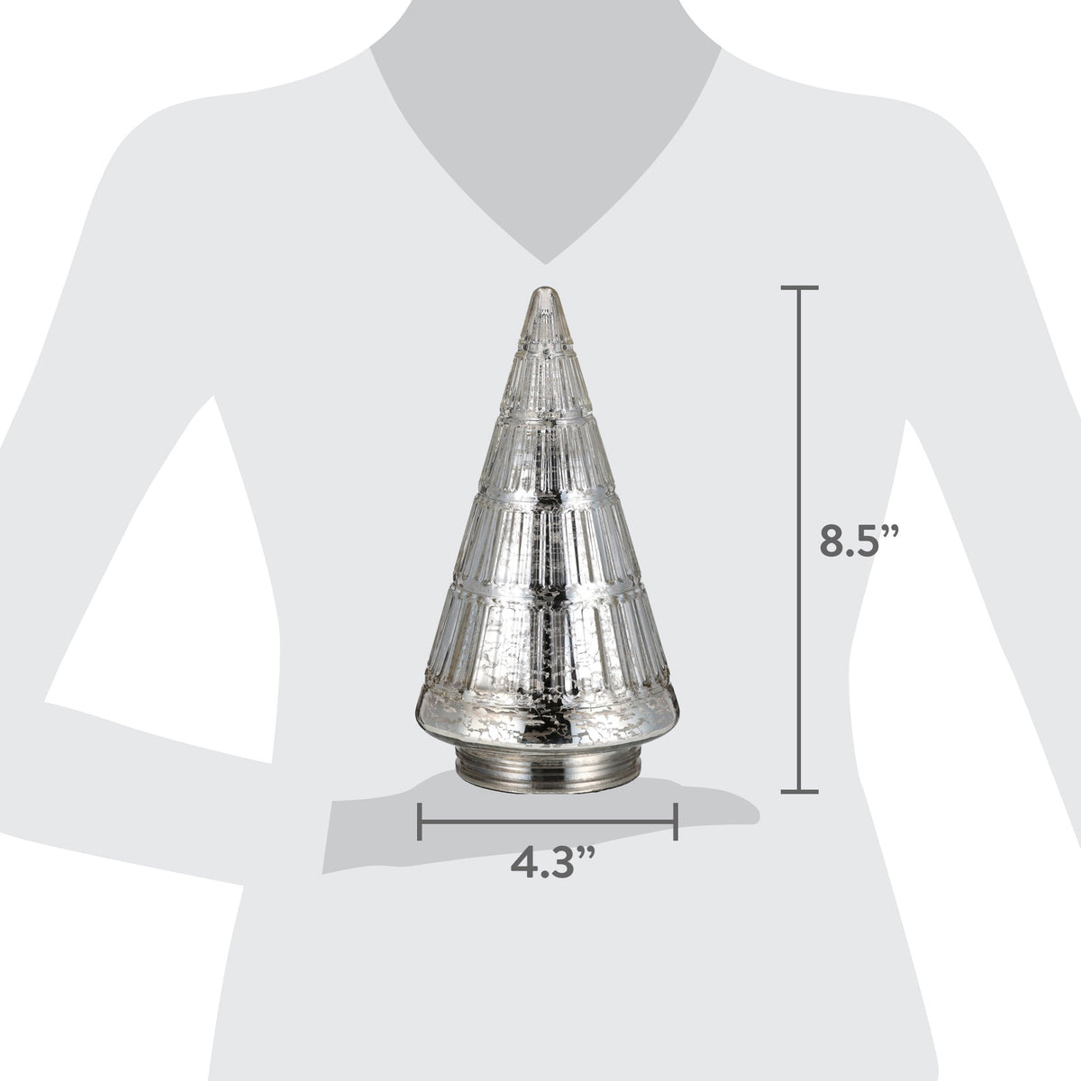 My Texas House Glass Tree Christmas Decoration, Silver, 8.5"