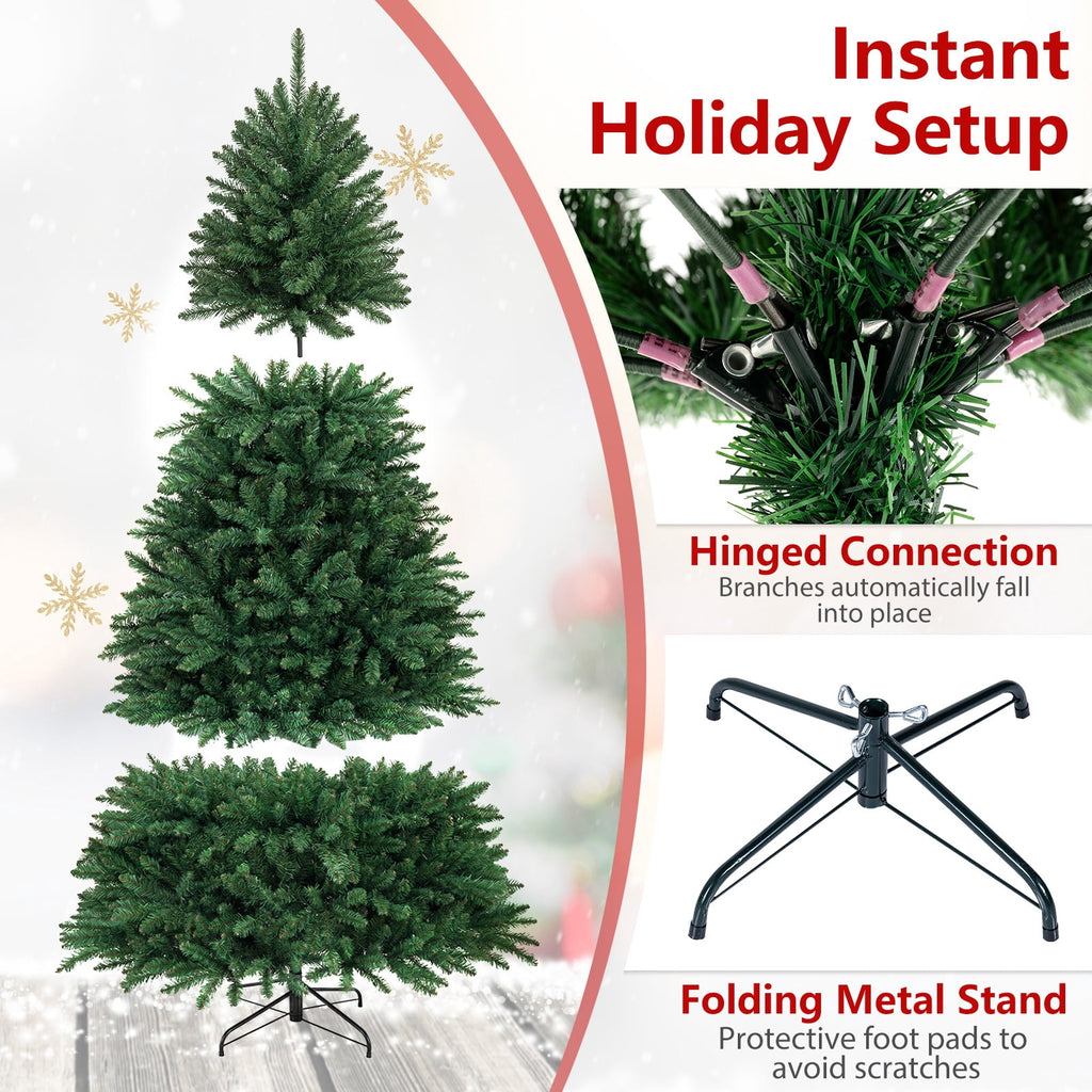 Costway 7.5 ft Unlit Artificial Fir Christmas Tree Hinged with 1968 Branch Tips Green