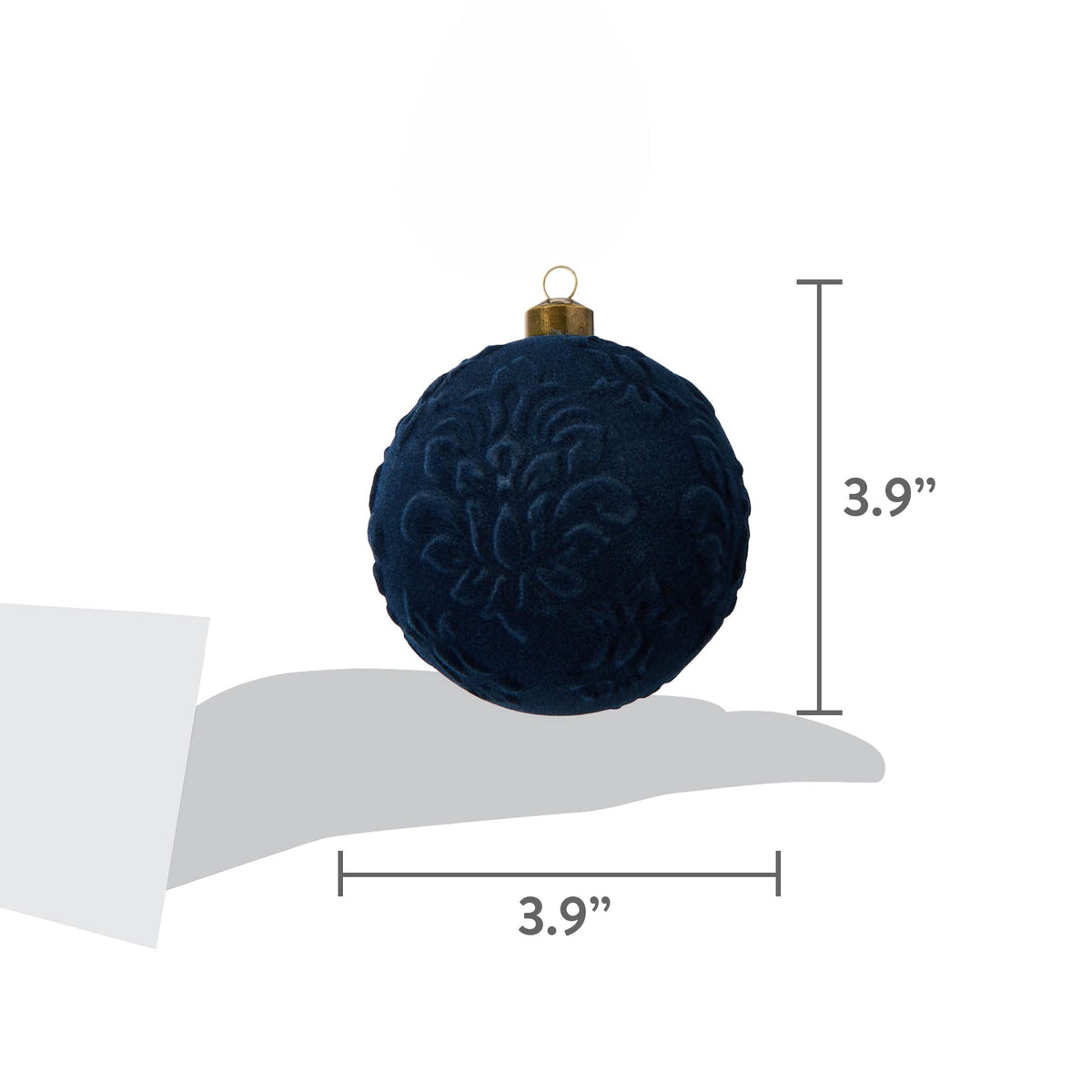 4-Count Dark Blue Velvet-Feel Ball Shatterproof Christmas Ornaments, 3.9", by Holiday Time