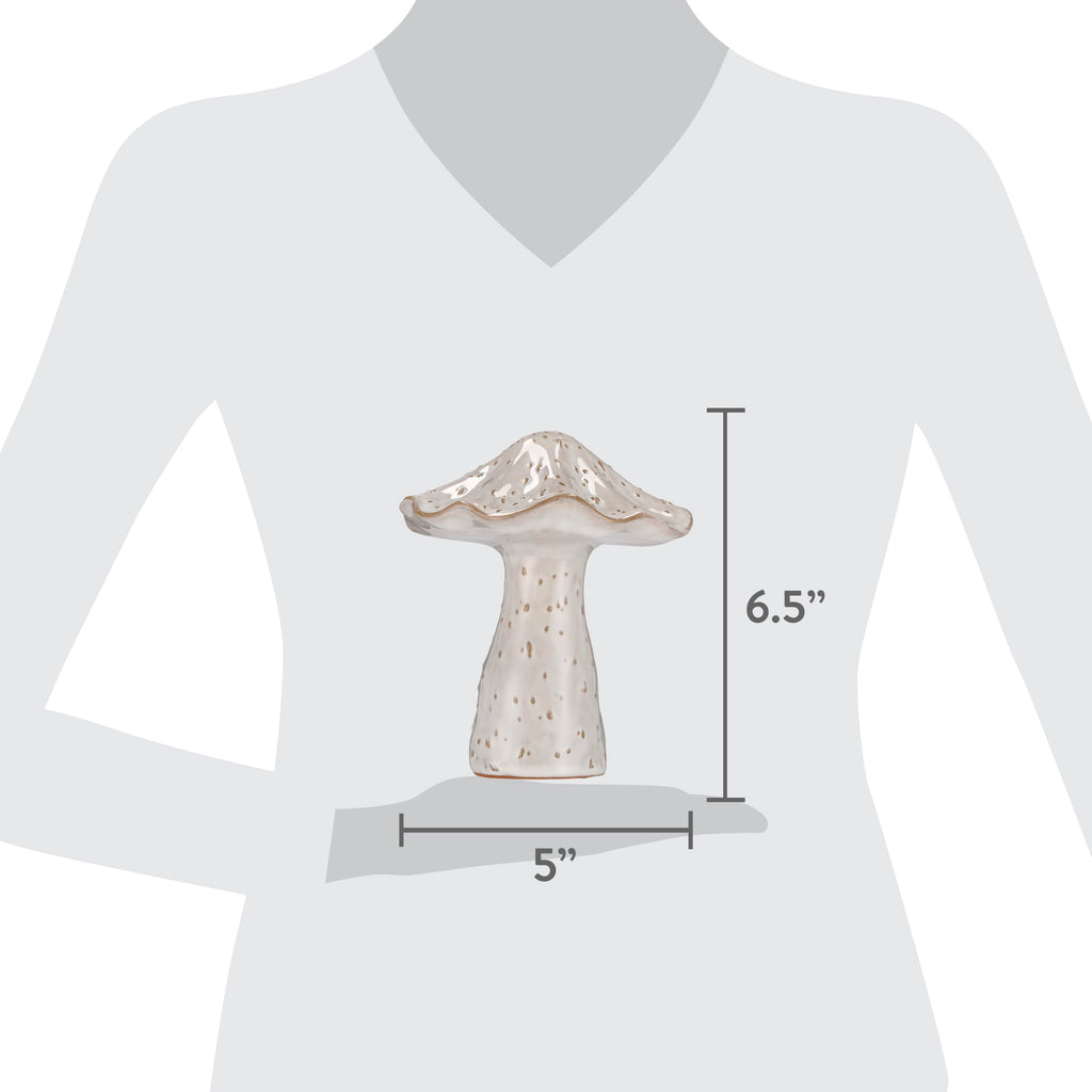 Medium Ceramic Mushroom Christmas Decoration, White, 6.5", by Holiday Time