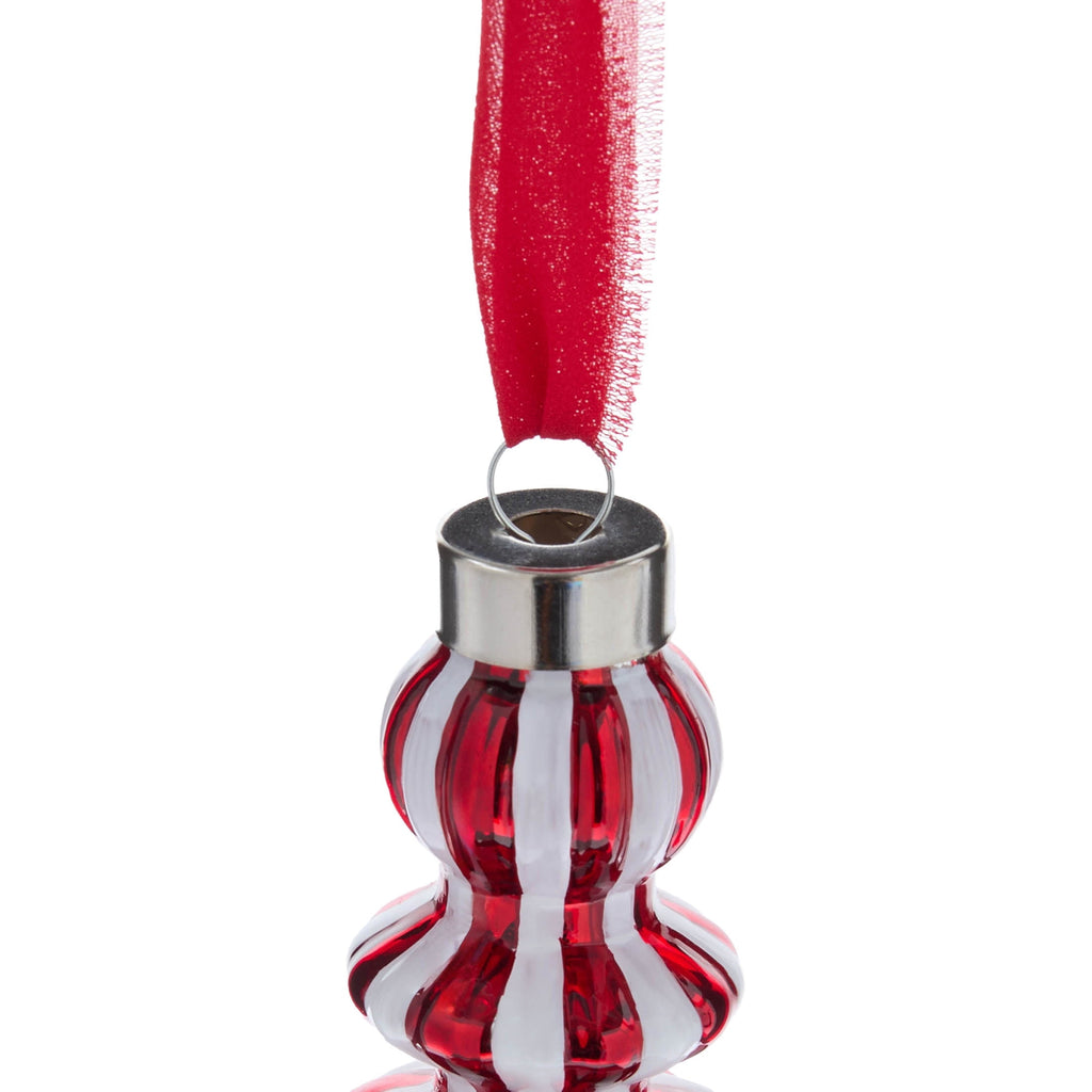 Red and White Glass Finial Christmas Ornament, 6.5", by Holiday Time
