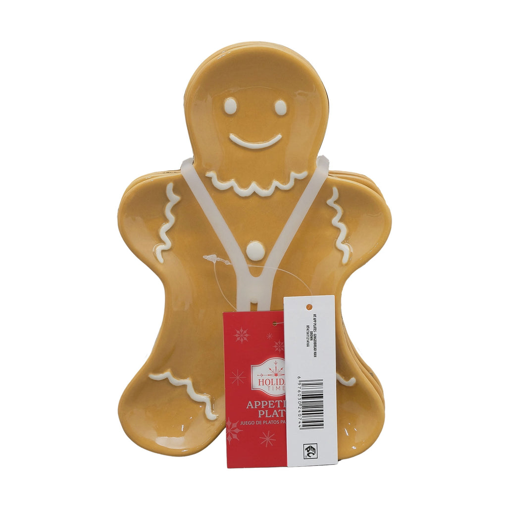 Holiday Time Gingerbread Man Appetizer Plates, 4-Pack