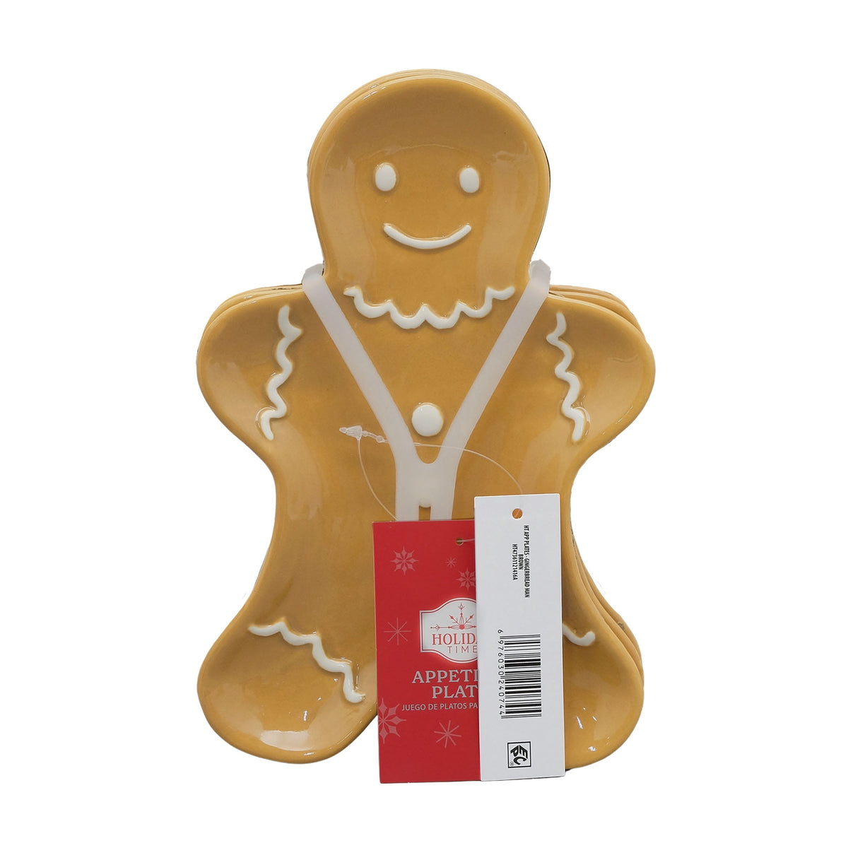 Holiday Time Gingerbread Man Appetizer Plates, 4-Pack