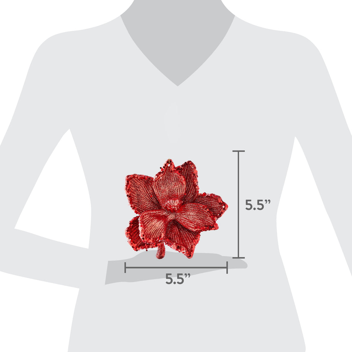 Red Floral Christmas Ornament, 5.5", by Holiday Time