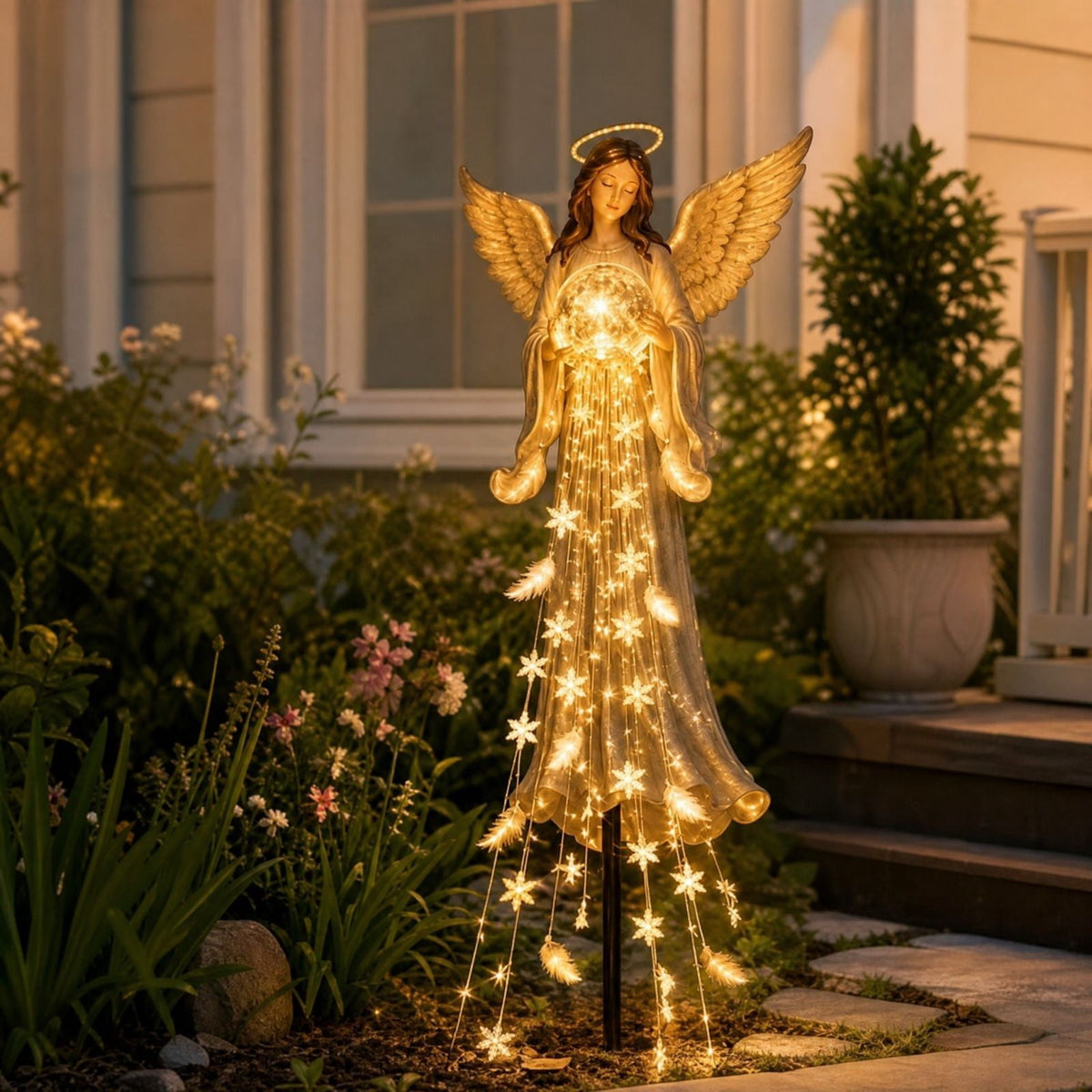 Luckky Christmas Bell Cascade Solar Yard Light, 39.37 Inch Warm White Cascading Bell Garden Stake Light, Solar‑Powered Outdoor Christmas Decor for Lawn, Garden, Pathway & Front Yard, 1 Pack