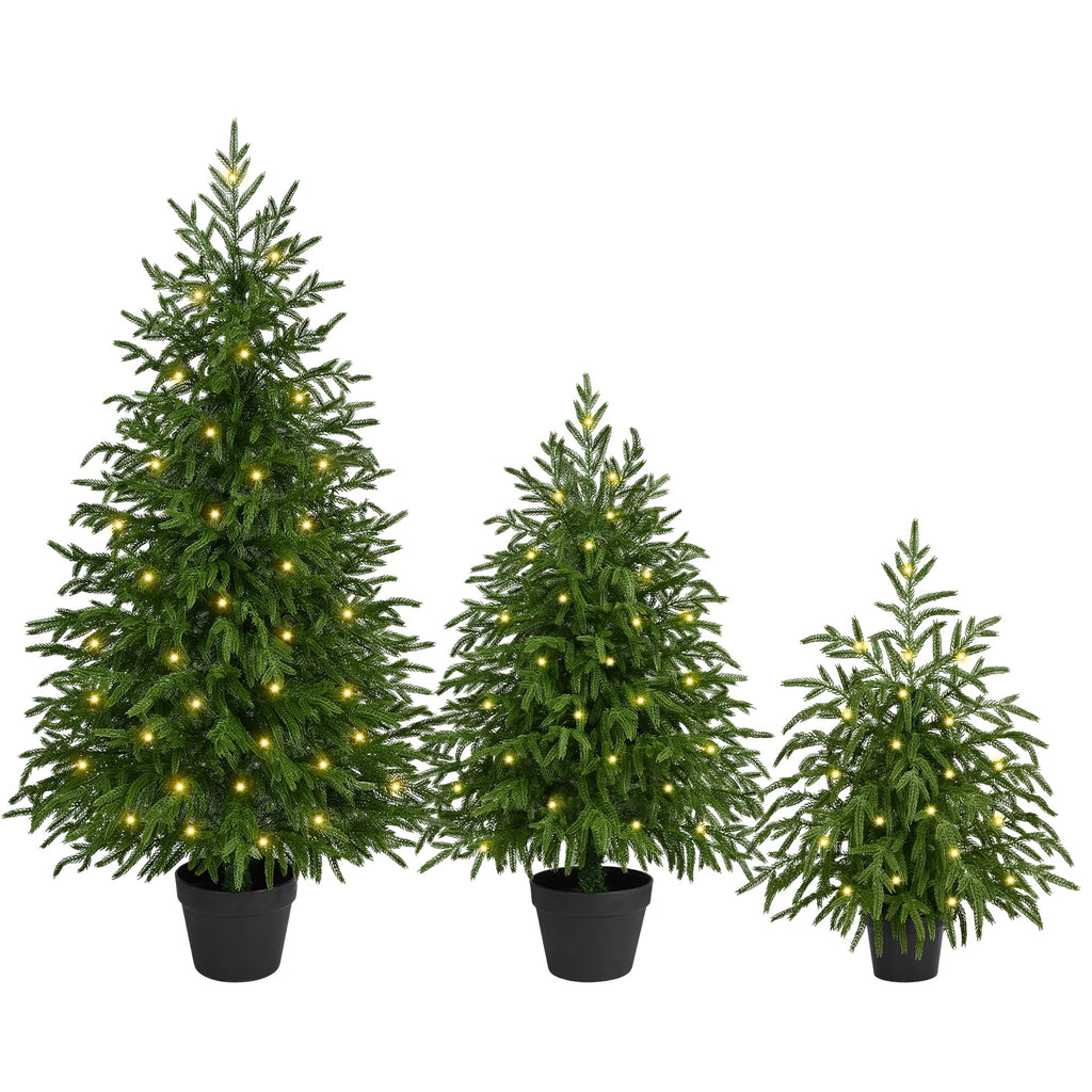 Yastouay 2FT Tabletop Christmas Tree Artificial Norfolk Pine Pre-Lit Xmas Tree with Lights for Front Porch Indoor Outdoor Christmas Decor