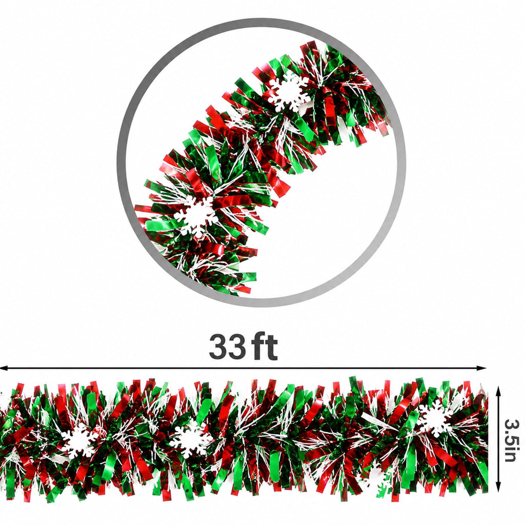 Ayieyill 33ft Tinsel Garland Hanging Christmas Tree Garland for Christmas Tree Decorations Indoor, Iridescent