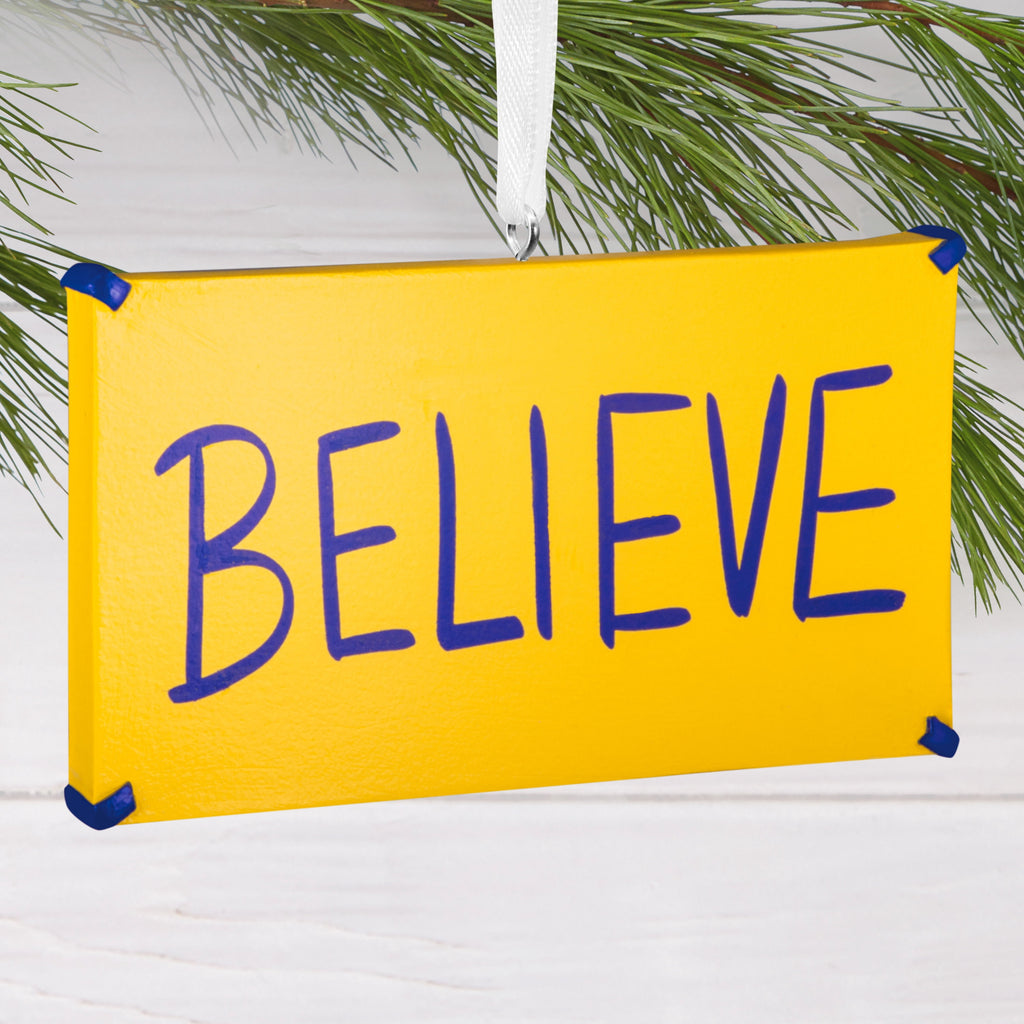 Hallmark Christmas Ornament (Ted Lasso Believe Sign), 1 Count