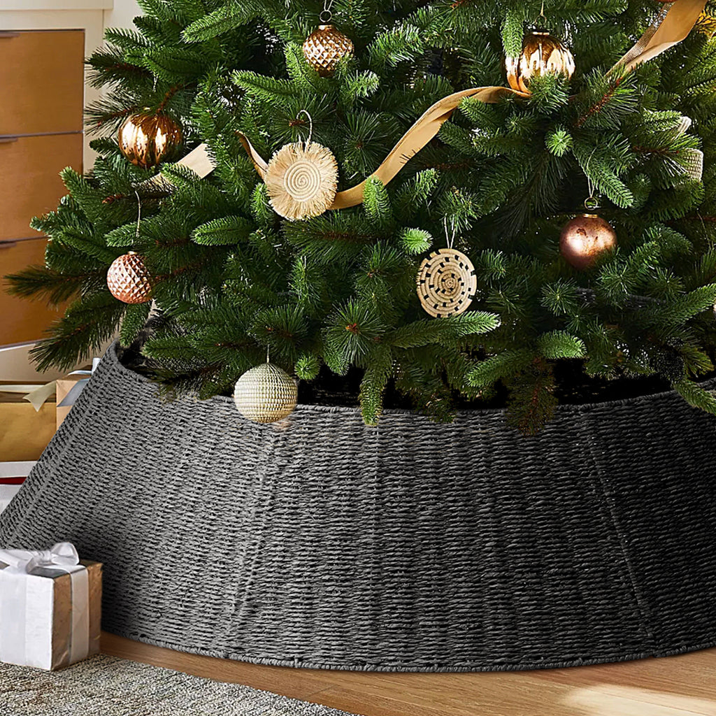Ayieyill 26 inch Christmas Tree Collar, Christmas Tree Skirt for Christmas Tree Decorations | Rattan (Pink)