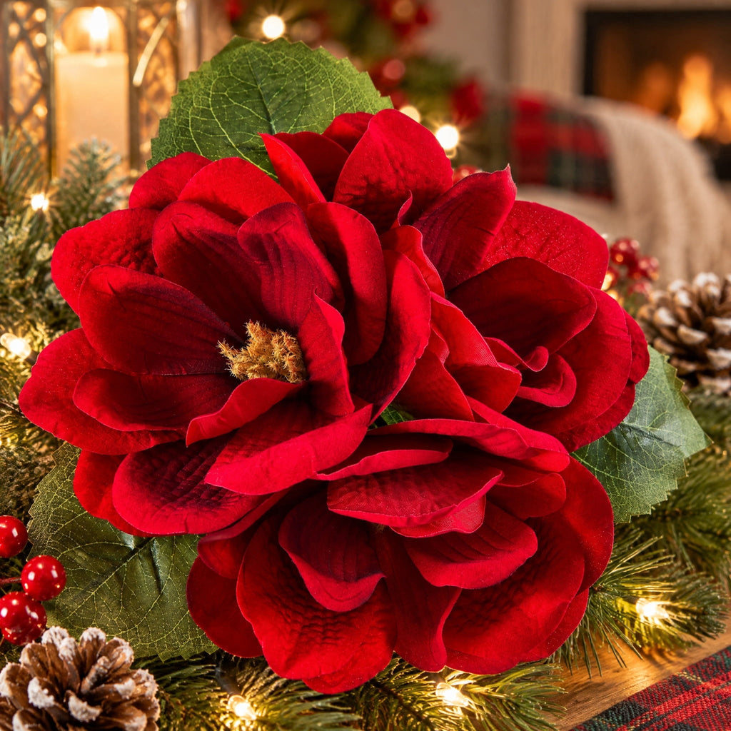 Red Velvet Floral Christmas Clip Ornament, 9", by Holiday Time