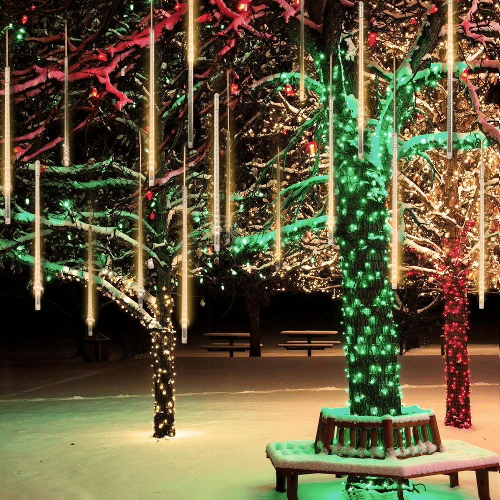 Upgraded Meteor Shower Rain Lights - 19.68 Inch, 10 Tubes, 540 LED Falling Rain Drop Christmas Light, Waterproof Cascading Lights for Holiday Party Wedding Christmas Tree Decoration (White)