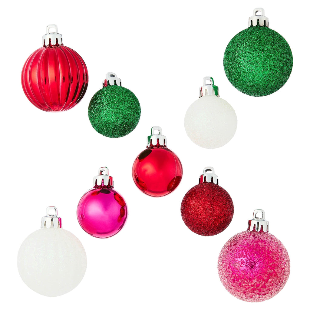 20-Count Red/Green/White Mini Ball Shatterproof Christmas Ornaments, by Holiday Time