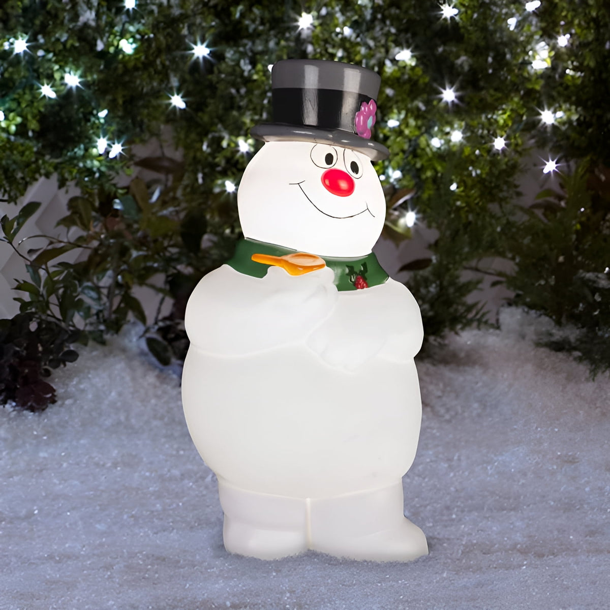Gemmy Lighted Blow Mold Outdoor Decor Frosty w/Scarf 24" WB, Multi