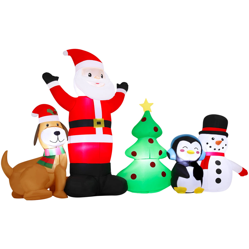 Firstness 8ft Christmas Inflatable,Christmas Blow ups Santa Snowman Xmas Tree Penguin Dog with LED Lights, Yard Garden Party Outdoor Decoration