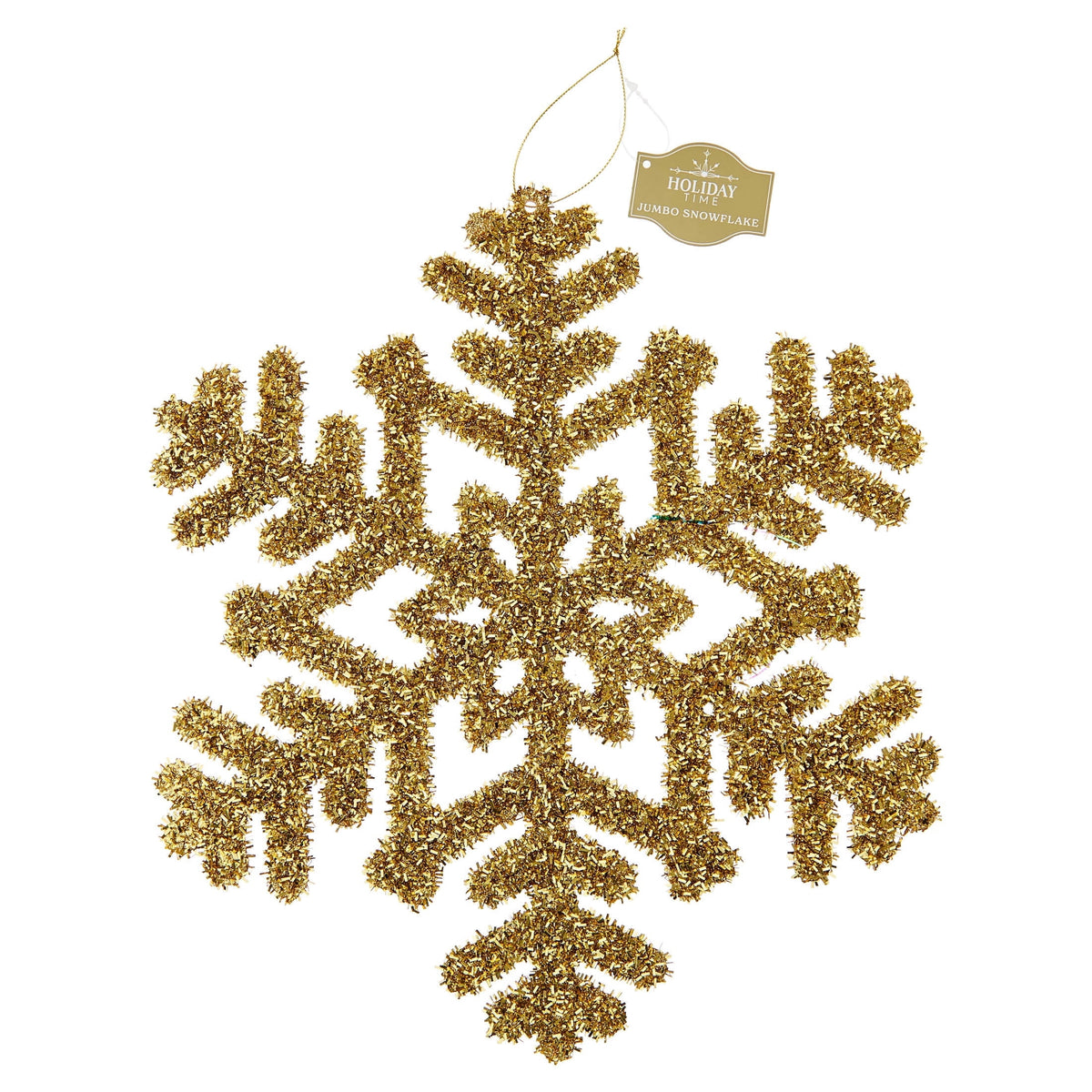 Gold Jumbo Tinsel Snowflake Christmas Ornament, 14", by Holiday Time