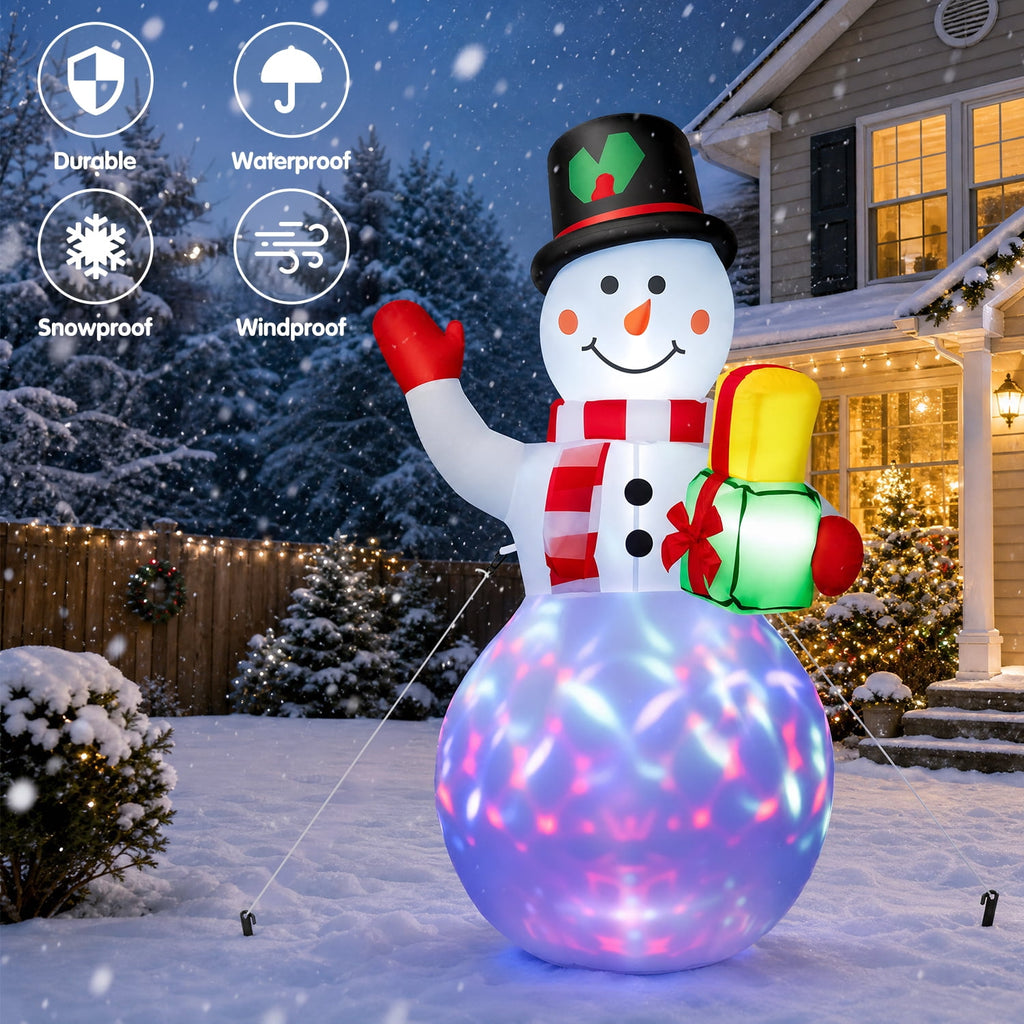 5ft Christmas Inflatables Snowman Outdoor Yard Decor with Rotating LED Lights Christmas Blow Up Decoration Garden