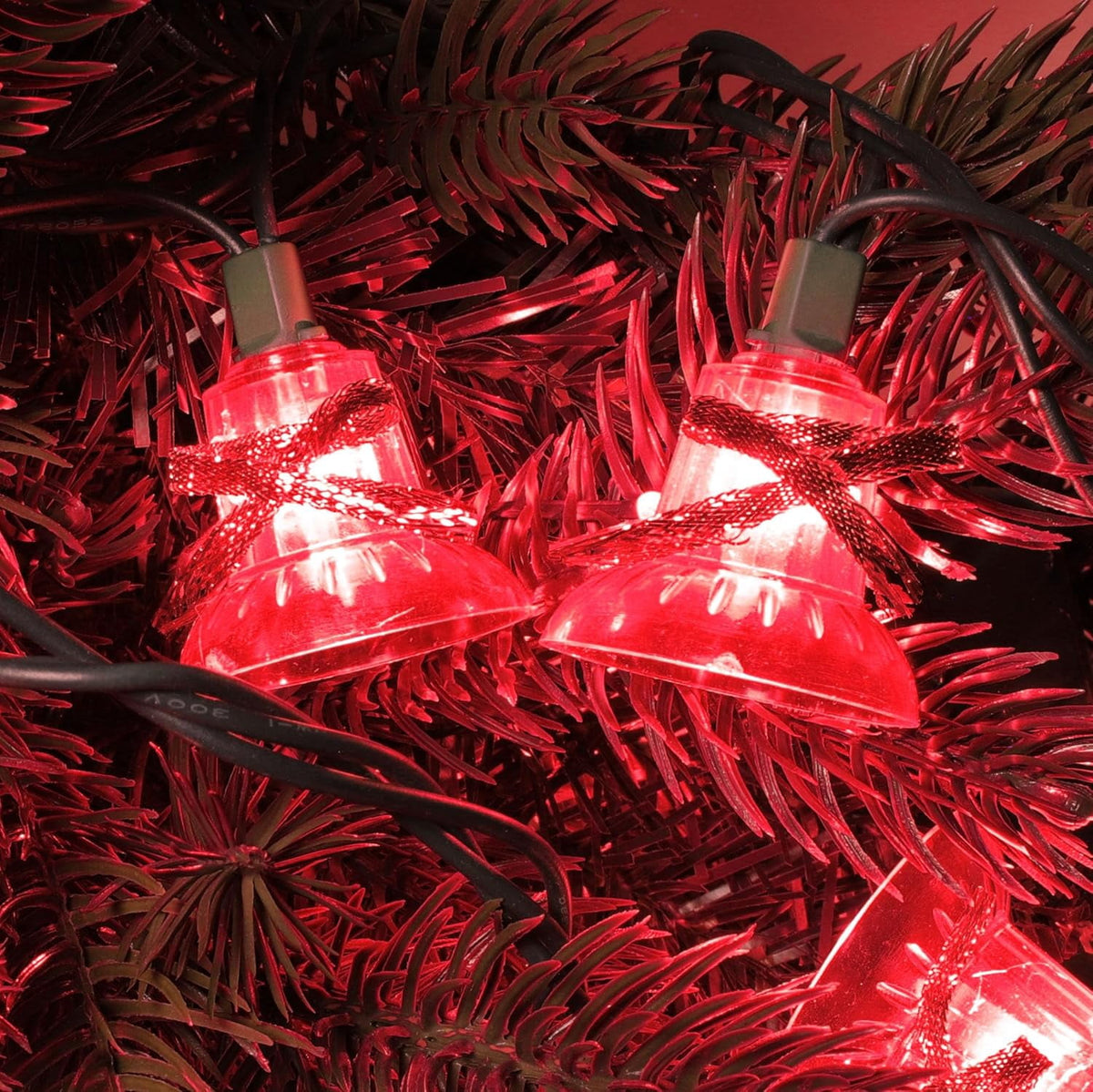 30 Lights Christmas Musical Bell String Lights, 25 Classical Holiday Songs, 7 Functions Red Incandescent Bulb Green Wire Light with Red Bells for Indoor Xmas Tree Decorations