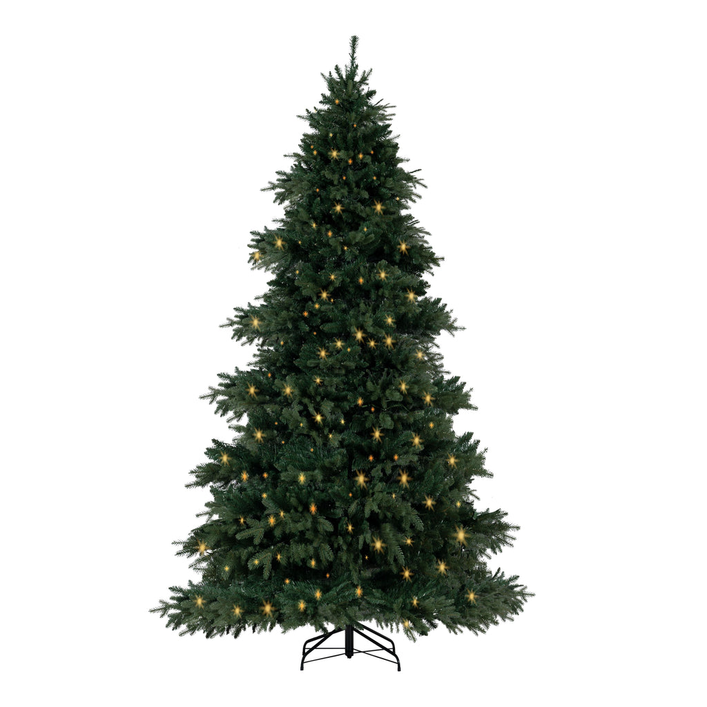 Naomi Home 4.5ft Rustic Christmas Tree with Lights, Realistic Classic Christmas Tree Prelit with 1117 Branch Tips, 300 Warm Lights and Metal Stand, Aritificial Christmas Tree