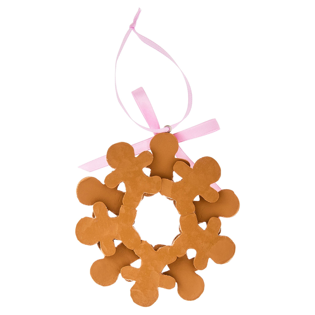 Pink/White/Brown Clay Dough Gingerbread Man Wreath Christmas Ornament, 4.3", by Holiday Time