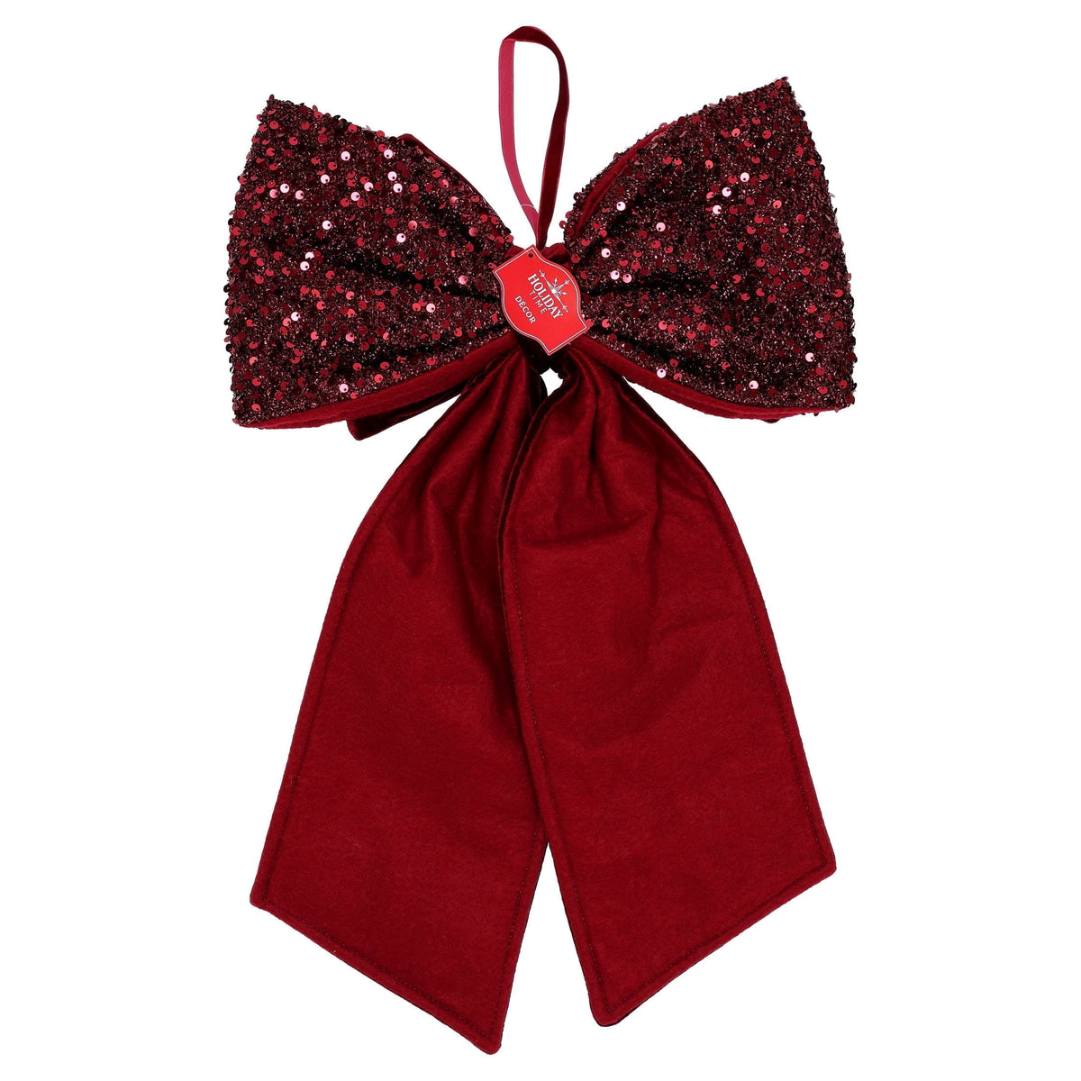 Red Velvet and Sequin Decorative Christmas Bow, 21", by Holiday Time