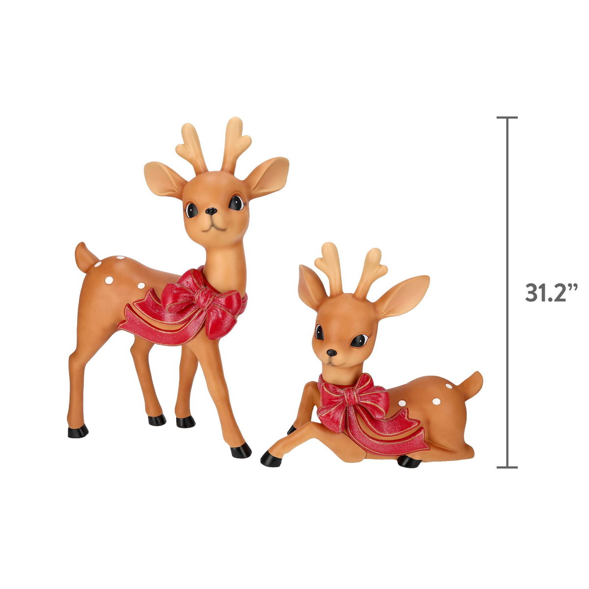 Blow Mold Vintage Deer Indoor/Outdoor Christmas Decoration, Multicolor, Set of 2, by Holiday Time