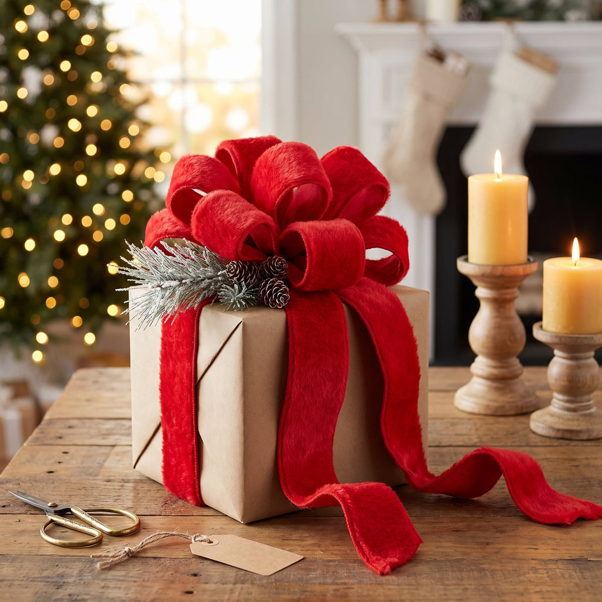 Red Faux Fur Christmas Ribbon, 2.5" x 21', by Holiday Time