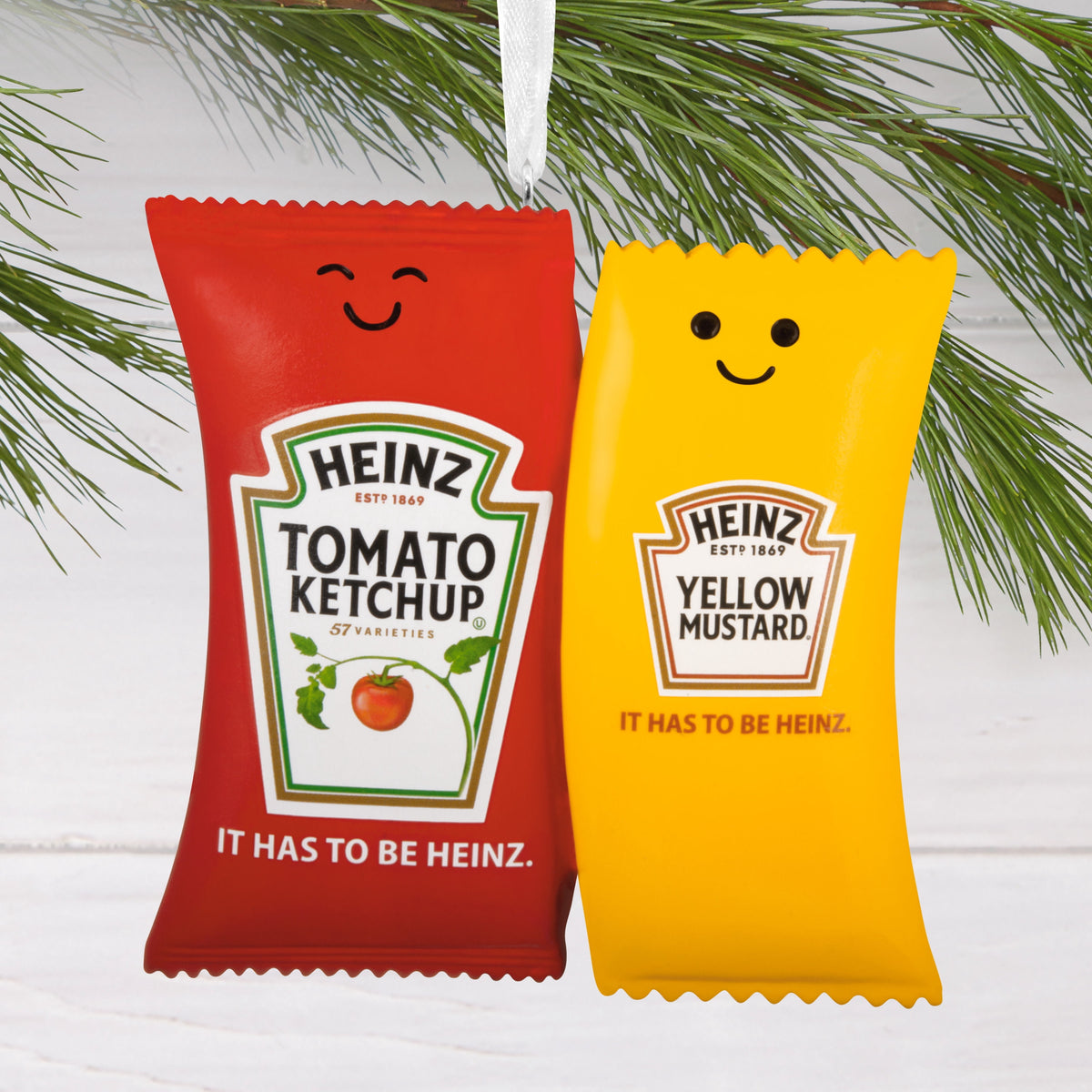Hallmark Ornament (Heinz Tomato Ketchup Yellow Mustard Packets), 1 Count