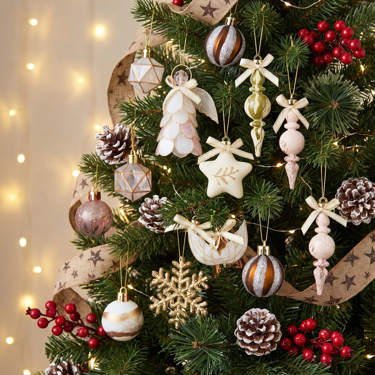24-Count Gold and White Mini Christmas Ornaments, by Holiday Time