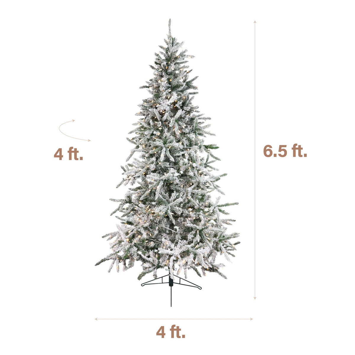 Fraser Hill Farm 6.5-Ft Flocked Mountain Pine Artificial Christmas Tree with Warm White LED Lights, FFMP065-5SN
