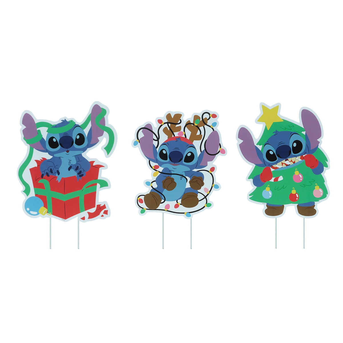 Disney Stitch Christmas Lawn Signs, 24‑inch Outdoor Decorations, 6‑Piece Set