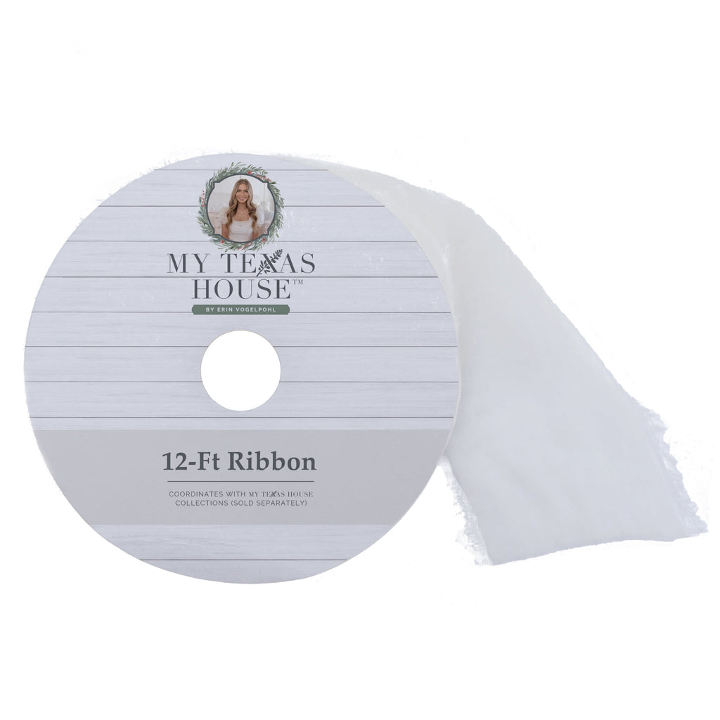 My Texas House White Velvet Christmas Ribbon, 2.5" x 12'
