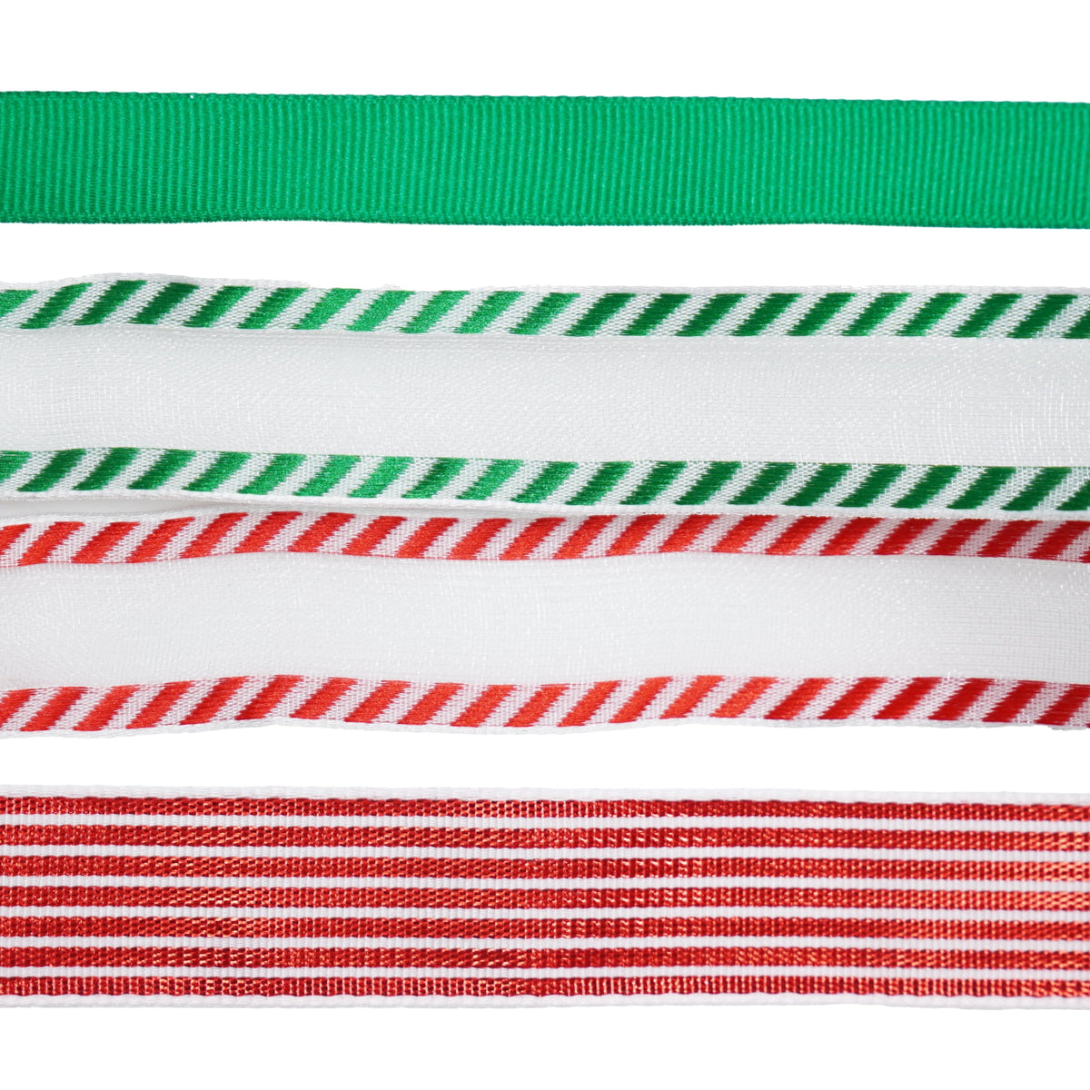 Red/Green/White Christmas Ribbon, 12', 4 Pack, by Holiday Time