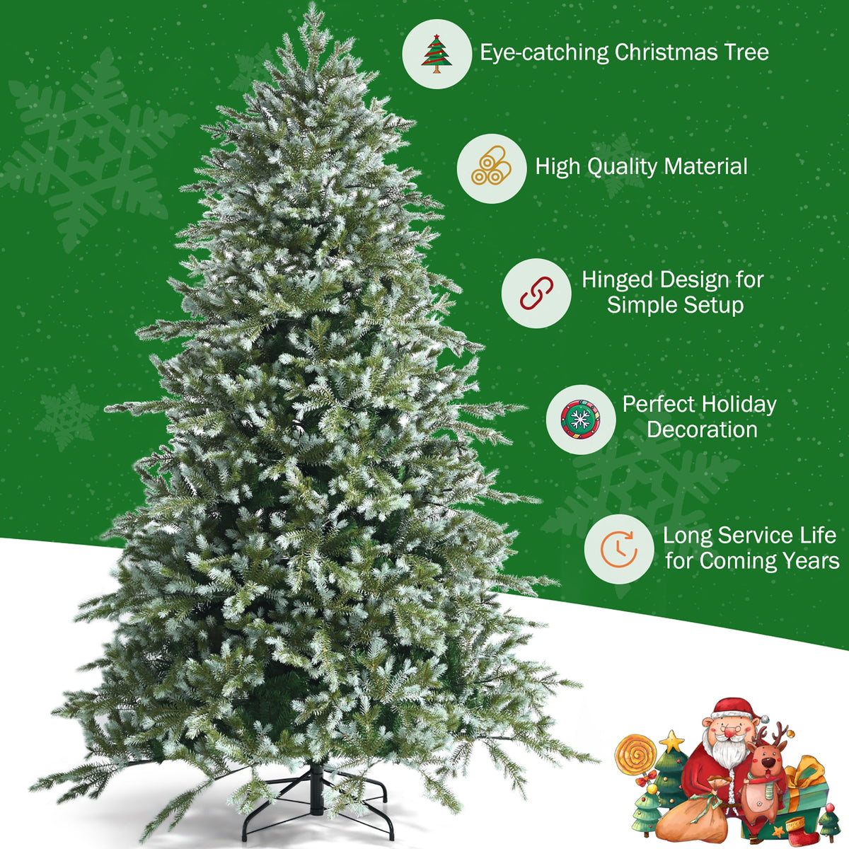 Costway 6ft Artificial Christmas Spruce Hinged Tree w/ 892 Mixed PE & PVC Tips