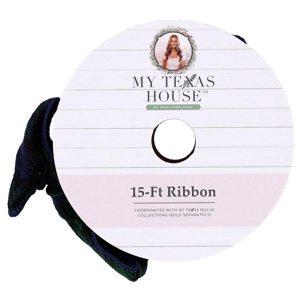My Texas House Blue and Green Plaid Christmas Ribbon, 2.5" x 15'