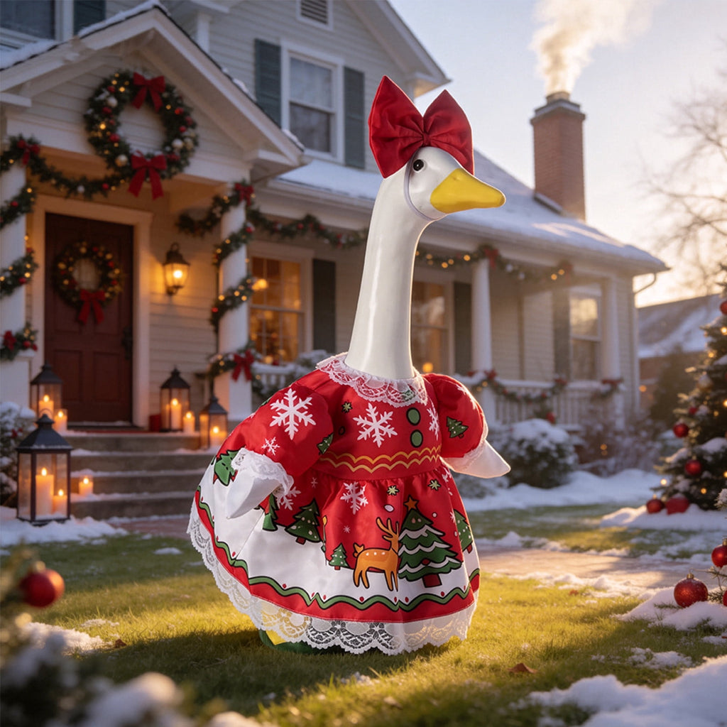 Lzobxe Porch Goose Clothes, Casual Style Lawn Yard Garden Decor for 23" High Cement or Plastic Geese, Goose Costume for All Season and Occasiona