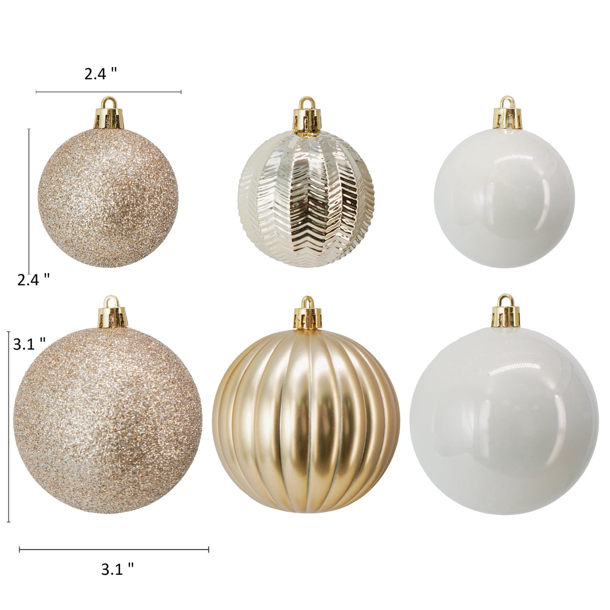 75-Count Champagne Ball Shatterproof Christmas Ornaments, by Holiday Time