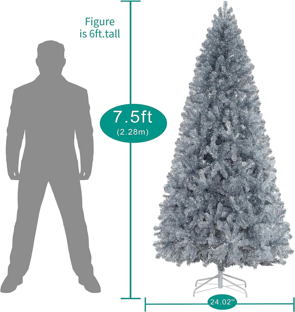 Naomi Home 7.5ft Gold Christmas Tree with Lights, Unique Colored Christmas Tree Prelit with 1412 Branch Tips, 600 Warm Lights and Metal Stand, Aritificial Christmas Tree