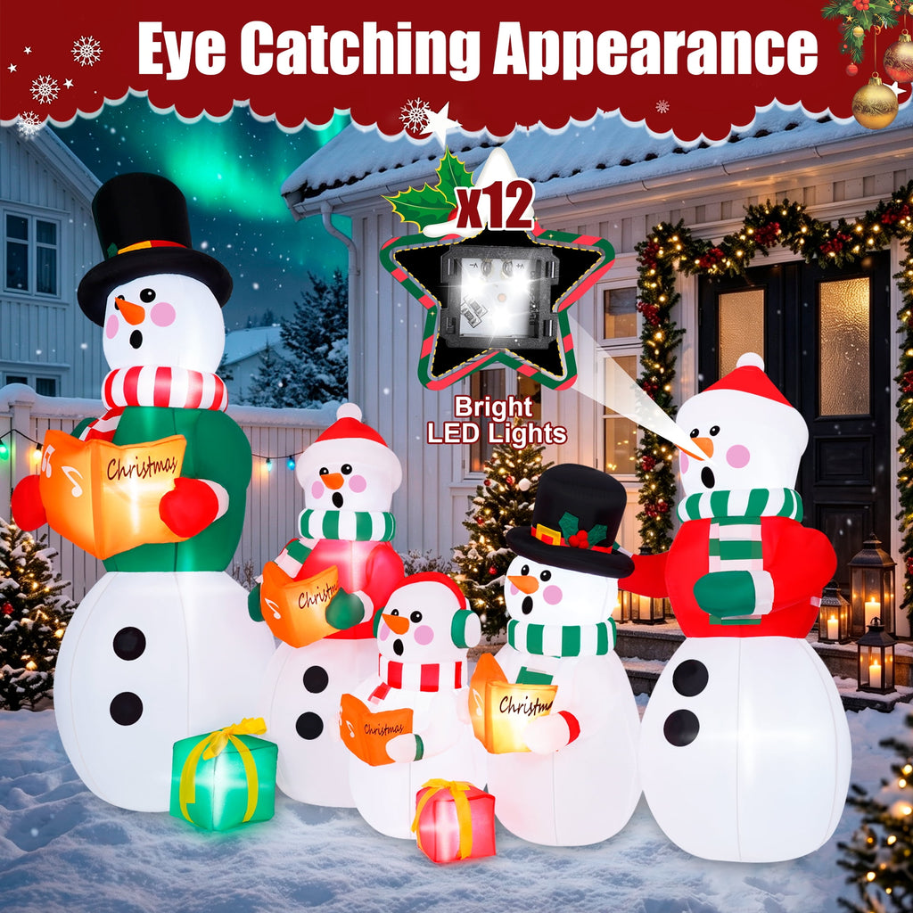 Firstness 6.5Ft High Christmas Inflatable Snowman Family with LED Lights Christmas Outdoor Decoration