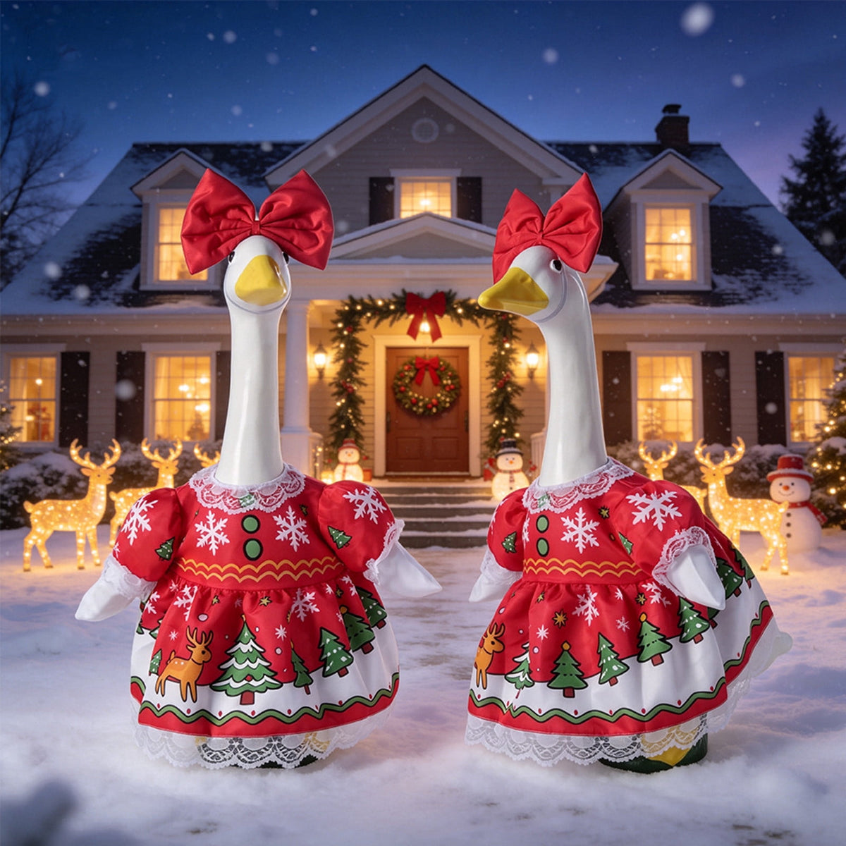 Lzobxe Porch Goose Clothes, Casual Style Lawn Yard Garden Decor for 23" High Cement or Plastic Geese, Goose Costume for All Season and Occasiona