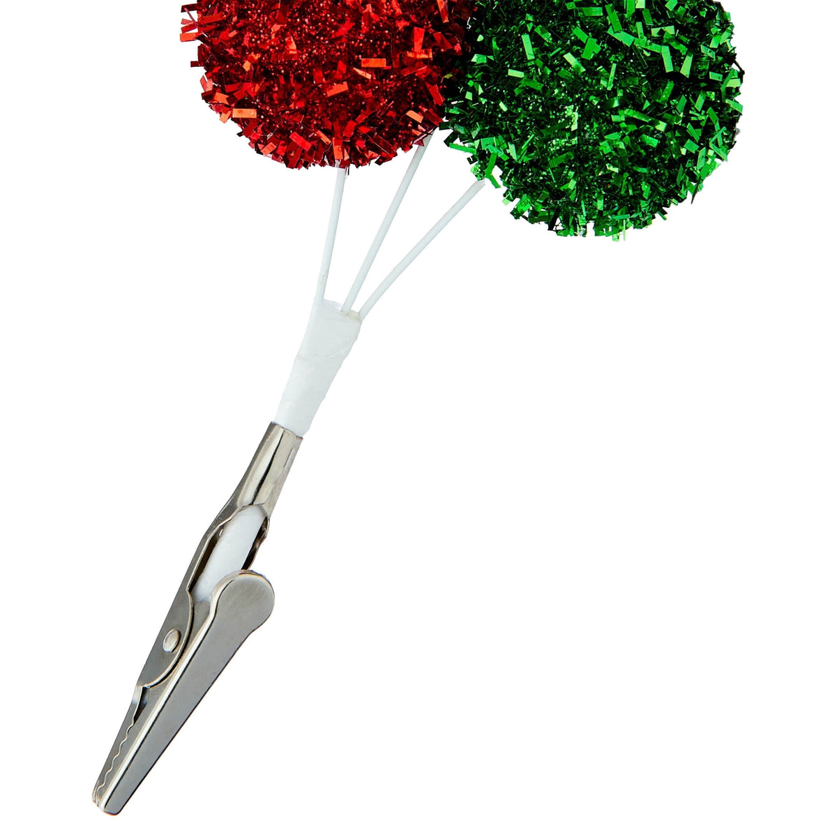 Red/Green/White Tinsel Ball Christmas Clip Ornament, 9.3", by Holiday Time