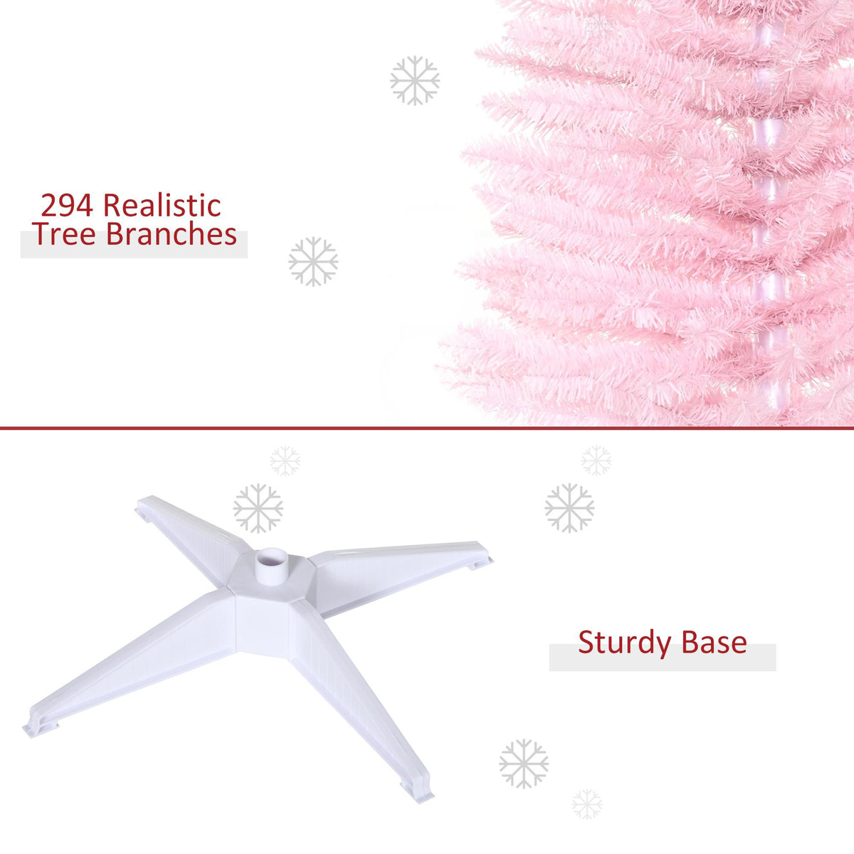 Kadyn Christmas Tree, Xmas Trees,6' Artificial Pencil Christmas Tree with 390 Realistic Branch Tips and Plastic Stand, Silver