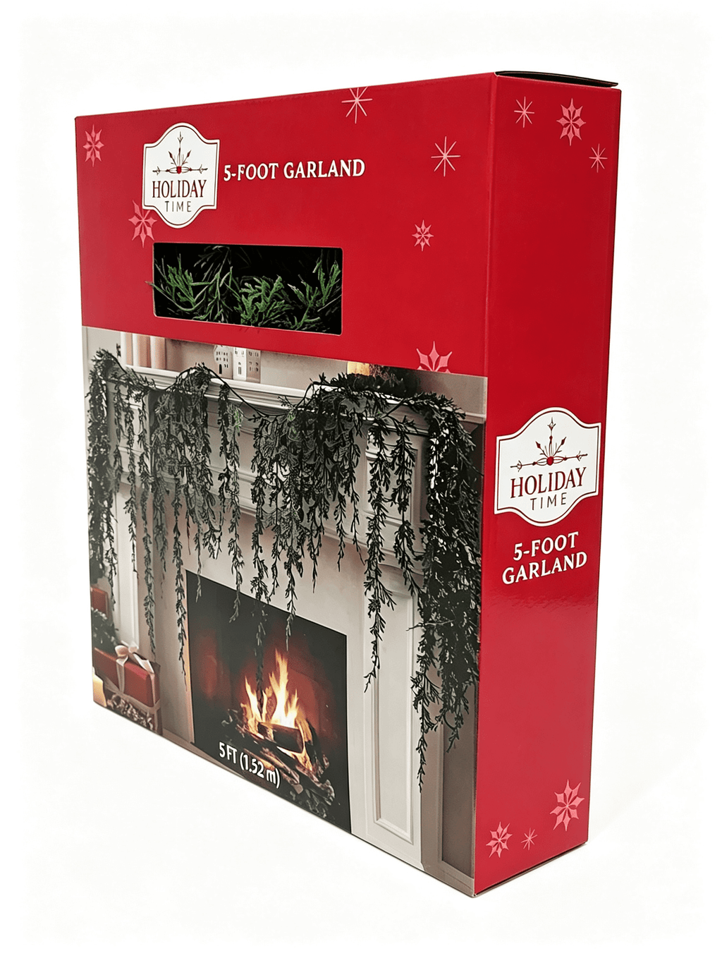 Holiday Time Green Artificial Christmas Greenery Garland for Mantels and Staircases, 5-Foot