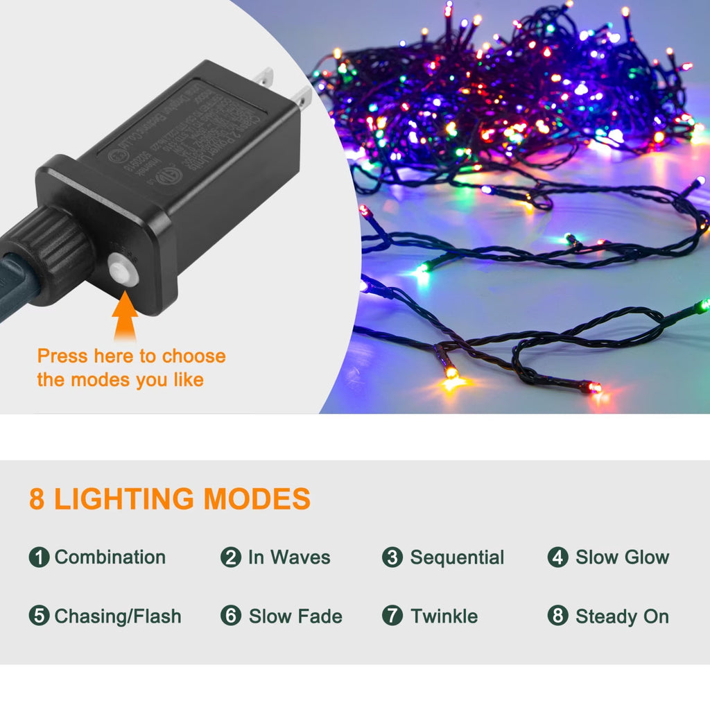 Scidweet Christmas String Lights, 105 FT 300 LED Twinkle Fairy Lights for Indoor Outdoor Christmas Tree Home Xmas Decorations, Multicolor