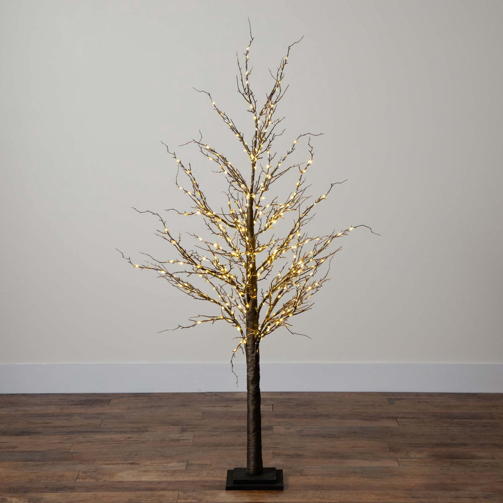 Nearly Natural Pre-Lit Brown Twig Artificial Christmas Tree - 4' - Warm White LED Lights